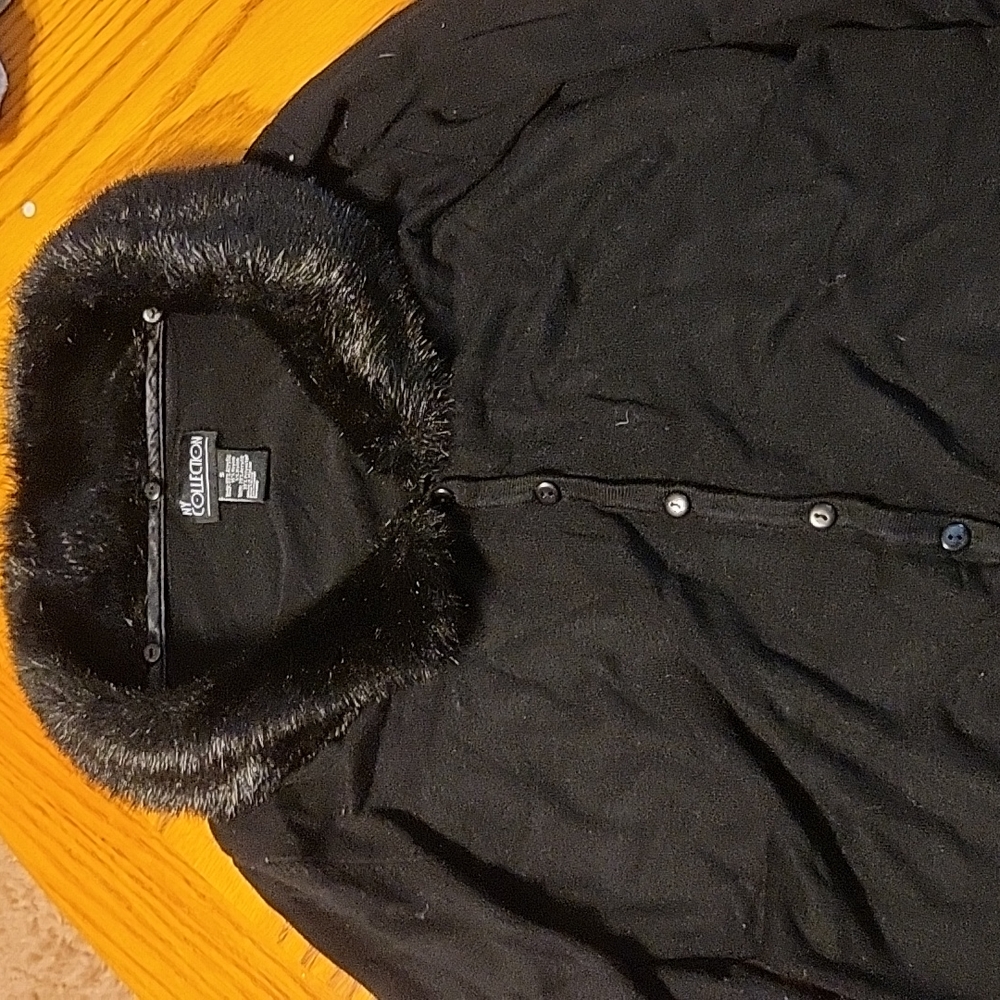 Y2k NY collection black faux fur shirt
